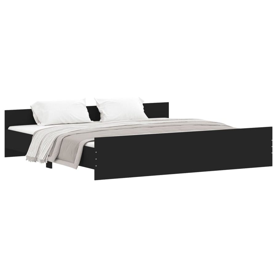 Bedframe Met Hoofd- En Voeteneinde 200 x 200 cm Zwart