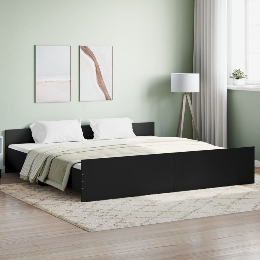 Bedframe Met Hoofd- En Voeteneinde 200 x 200 cm Zwart