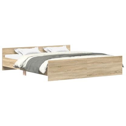 Bedframe Met Hoofd- En Voeteneinde Kleur Sonoma Eiken 200 x 200 cm