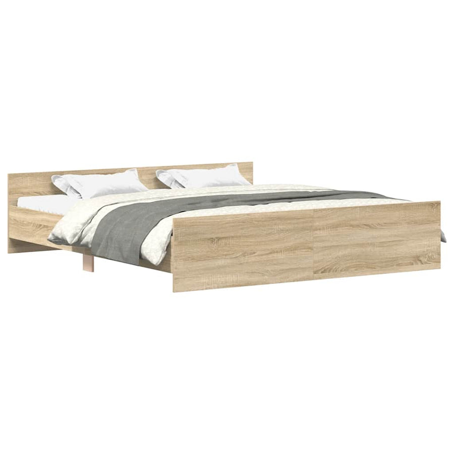 Bedframe Met Hoofd- En Voeteneinde Kleur Sonoma Eiken 200 x 200 cm