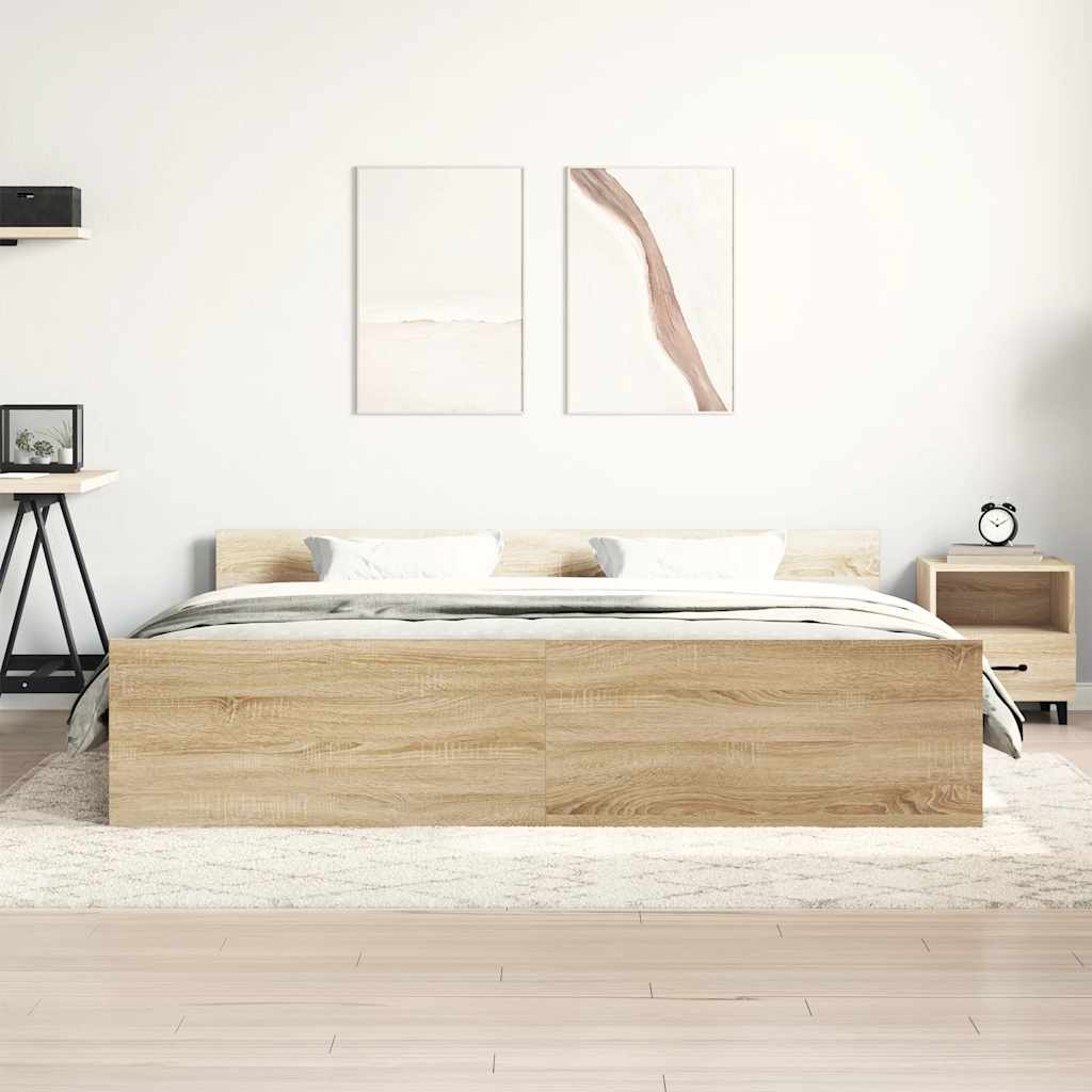 Bedframe Met Hoofd- En Voeteneinde Kleur Sonoma Eiken 200 x 200 cm
