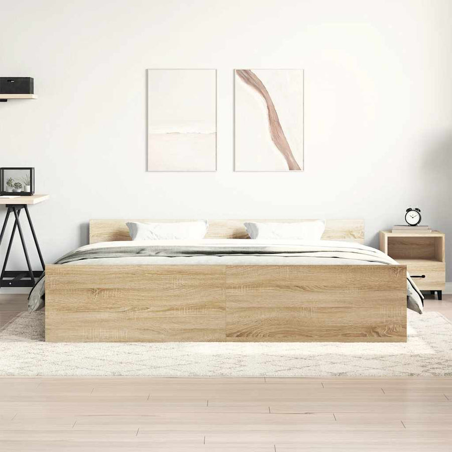 Bedframe Met Hoofd- En Voeteneinde Kleur Sonoma Eiken 200 x 200 cm