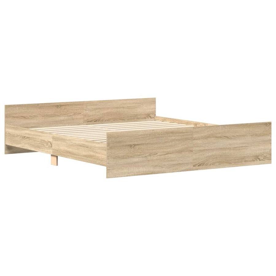 Bedframe Met Hoofd- En Voeteneinde Kleur Sonoma Eiken 200 x 200 cm