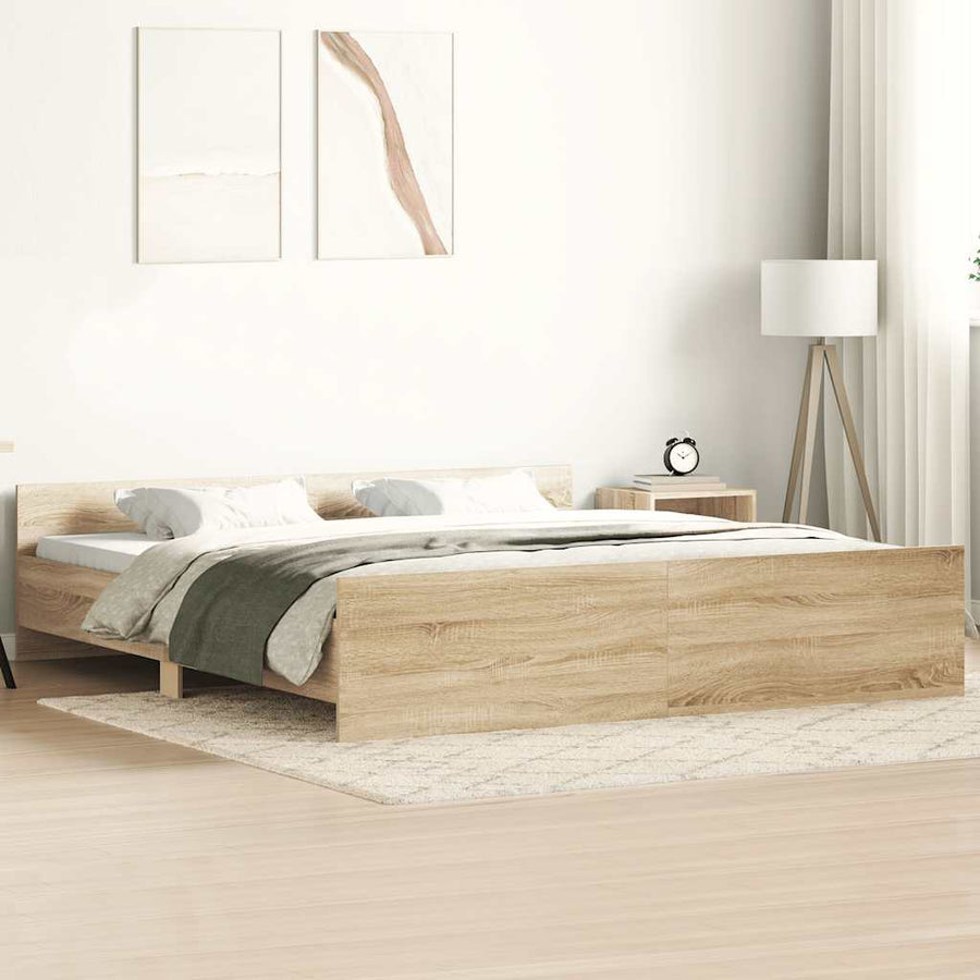 Bedframe Met Hoofd- En Voeteneinde Kleur Sonoma Eiken 200 x 200 cm