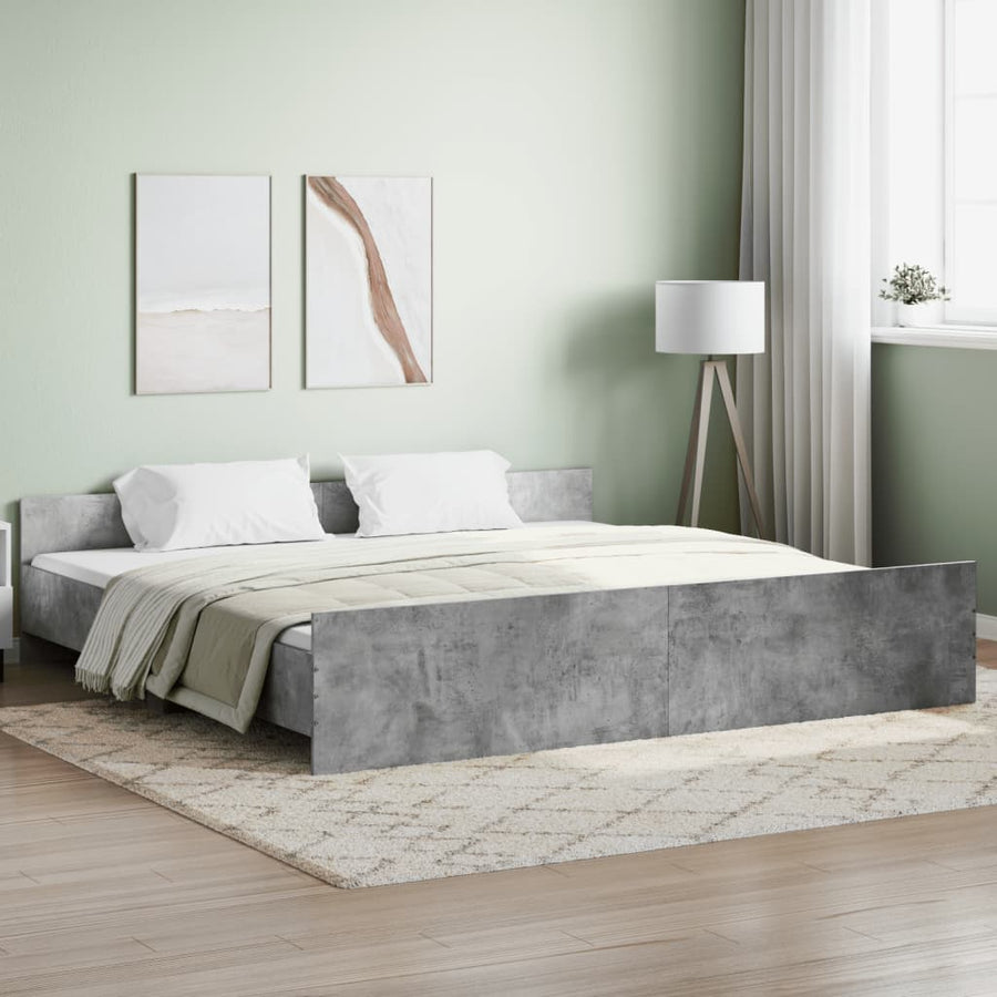 Bedframe Met Hoofd- En Voeteneinde 200 x 200 cm Betongrijs