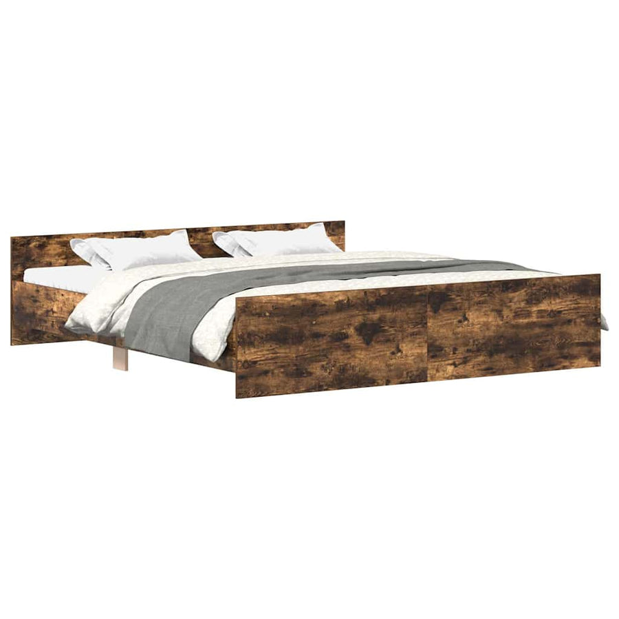 Bedframe Met Hoofd- En Voeteneinde Gerookt Eiken 200 x 200 cm