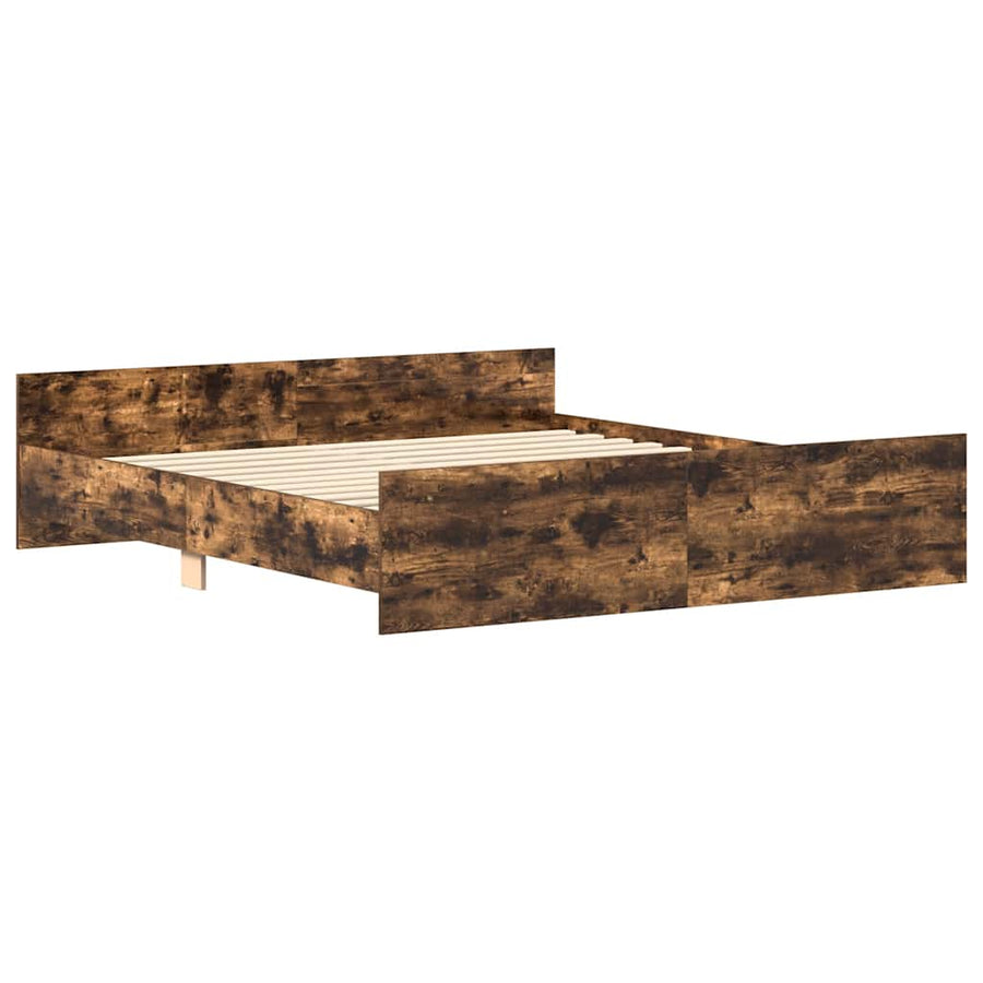 Bedframe Met Hoofd- En Voeteneinde Gerookt Eiken 200 x 200 cm