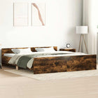 Bedframe 200x200 cm gerookt eiken met hoofd- en voeteneinde