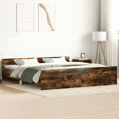 Bedframe Met Hoofd- En Voeteneinde Gerookt Eiken 200 x 200 cm