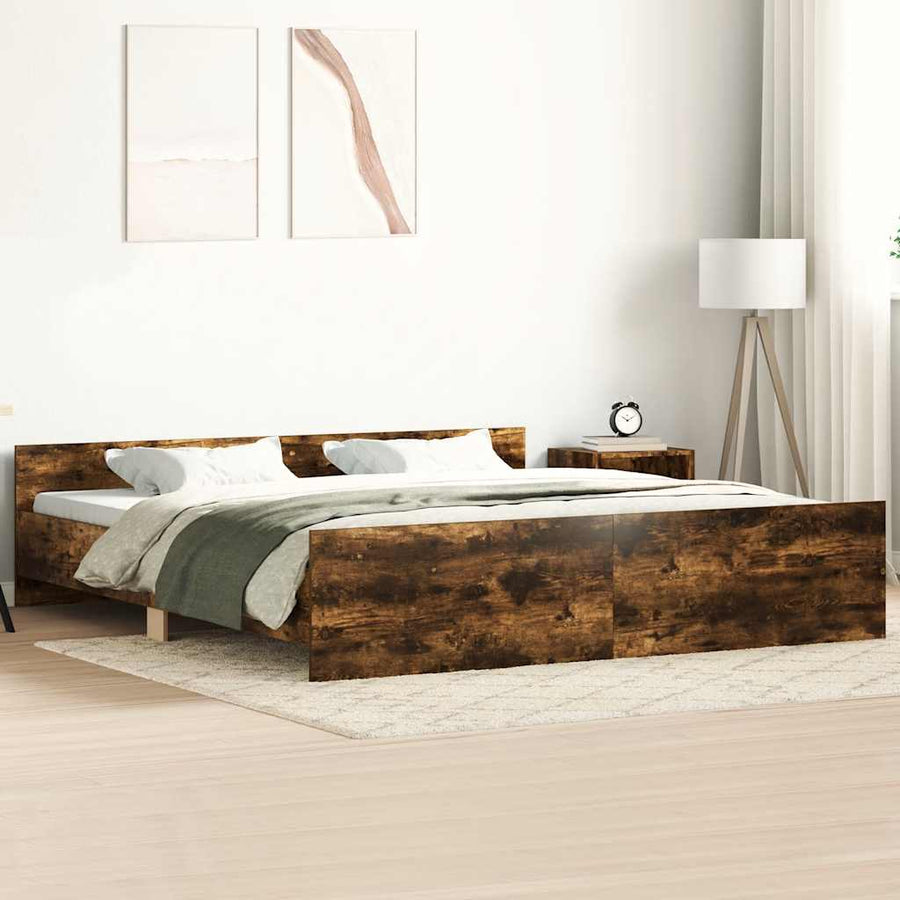 Bedframe Met Hoofd- En Voeteneinde Gerookt Eiken 200 x 200 cm