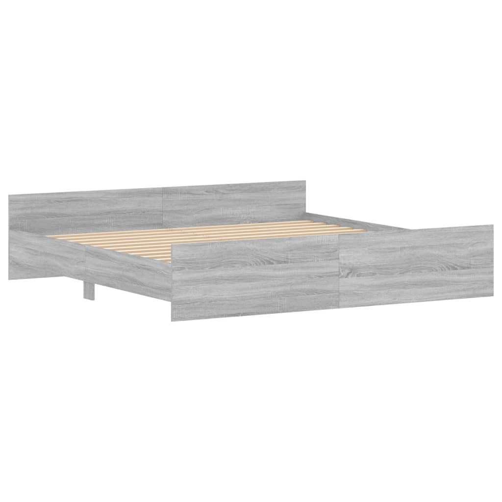 Bedframe Met Hoofd- En Voeteneinde 200 x 200 cm Grijs sonoma