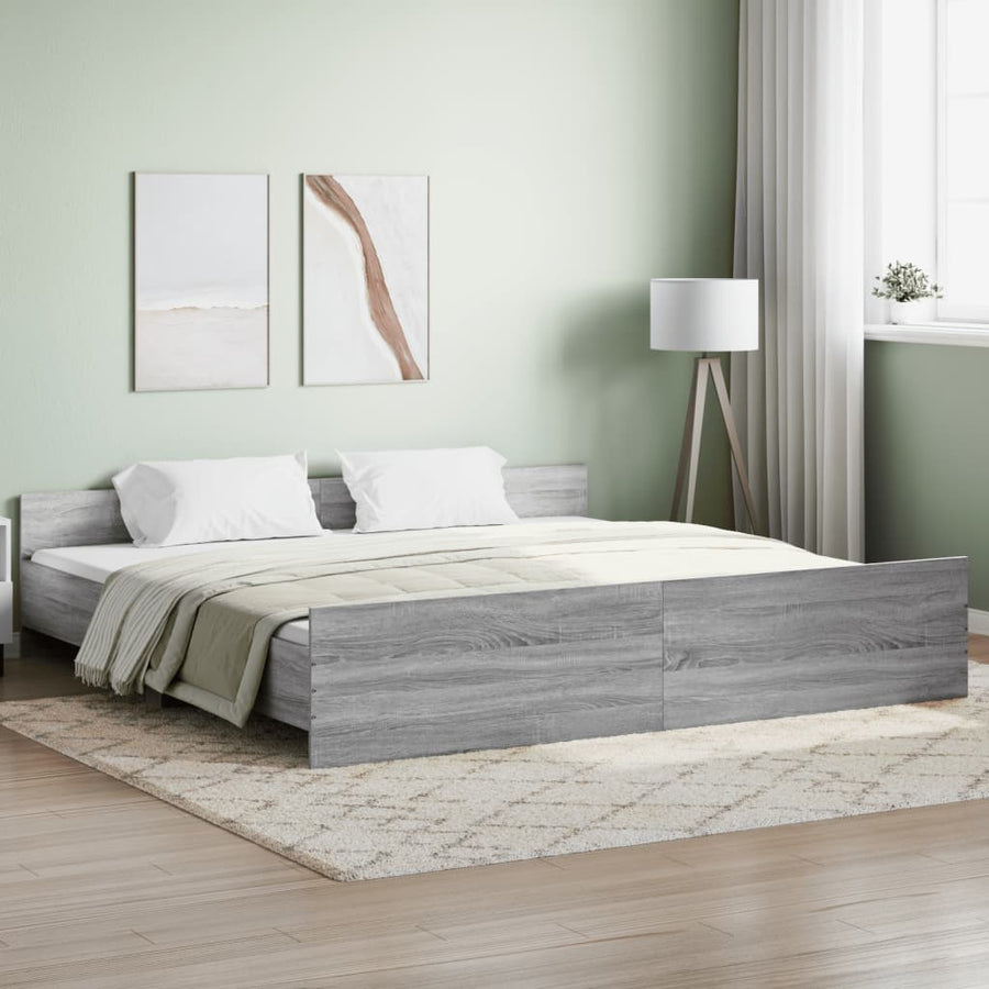 Bedframe Met Hoofd- En Voeteneinde 200 x 200 cm Grijs sonoma