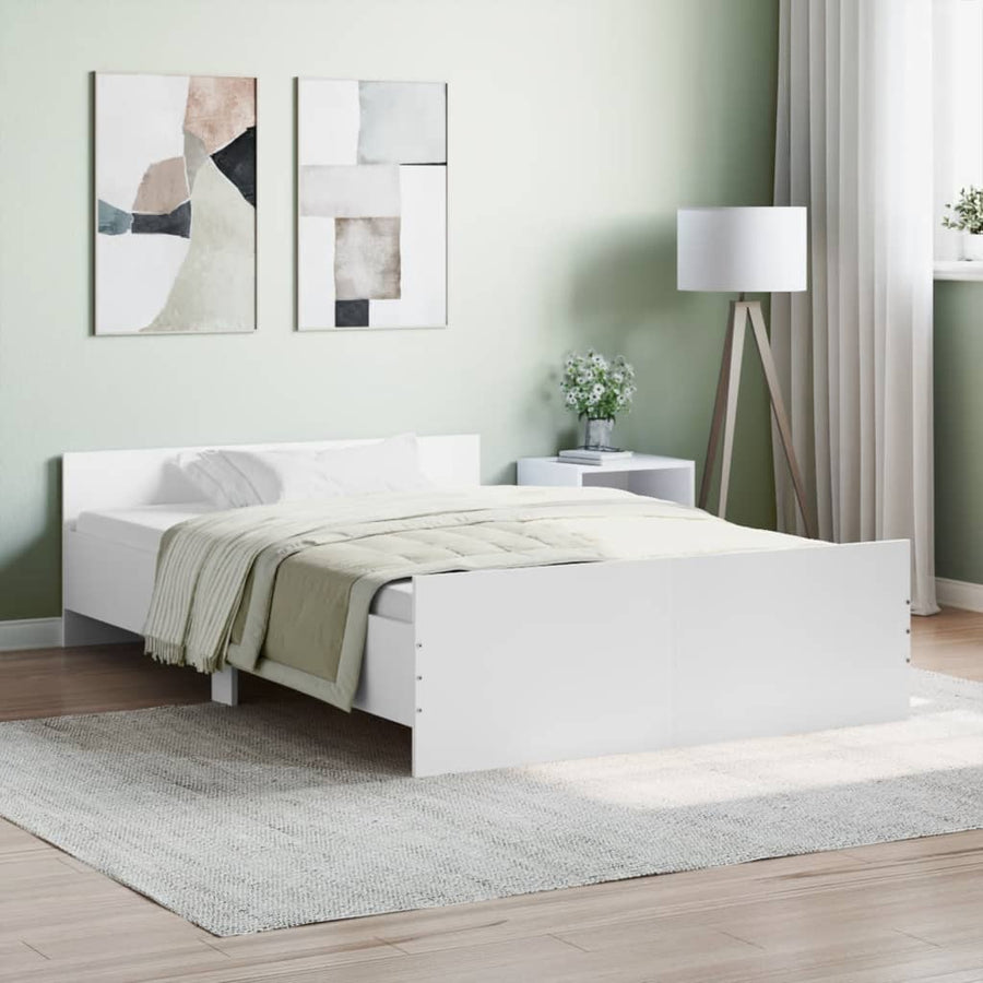Bedframe Met Hoofd- En Voeteneinde 120 x 200 cm Wit