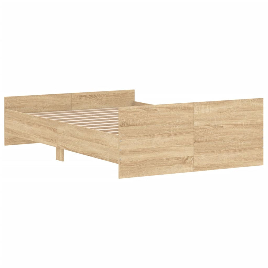 Bedframe Met Hoofd- En Voeteneinde Kleur 120 x 200 cm Sonoma eiken