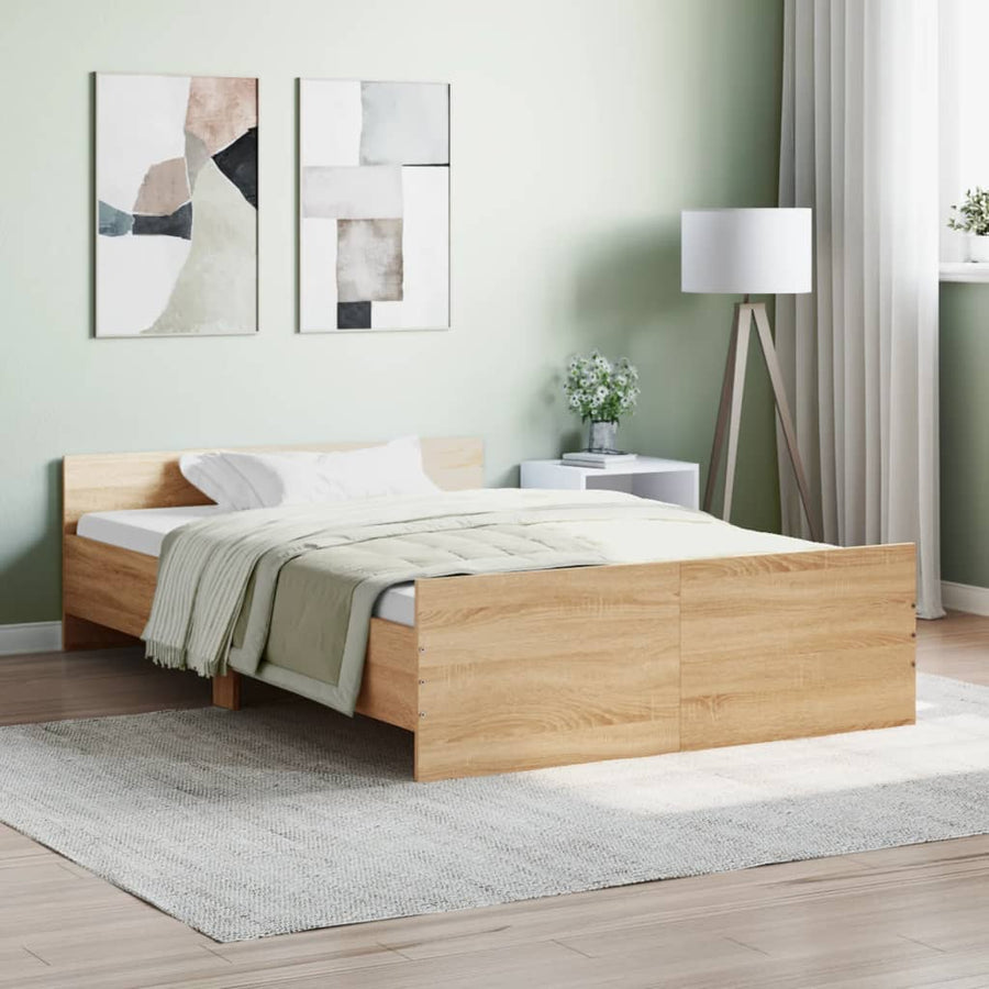 Bedframe Met Hoofd- En Voeteneinde Kleur 120 x 200 cm Sonoma eiken