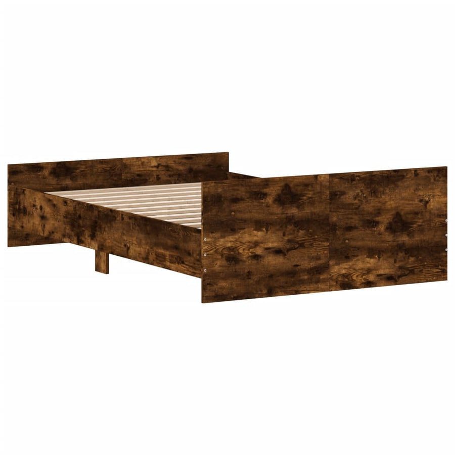 Bedframe Met Hoofd- En Voeteneinde 120 x 200 cm Gerookt eiken