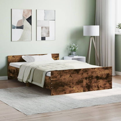 Bedframe Met Hoofd- En Voeteneinde 120 x 200 cm Gerookt eiken