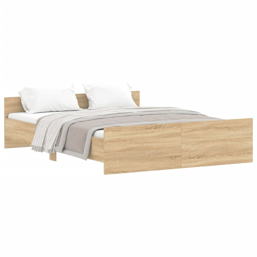 Bedframe Met Hoofd- En Voeteneinde Kleur 140 x 200 cm Sonoma eiken