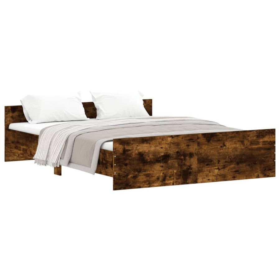 Bedframe Met Hoofd- En Voeteneinde 140 x 200 cm Gerookt eiken
