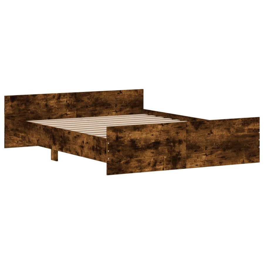 Bedframe Met Hoofd- En Voeteneinde 140 x 200 cm Gerookt eiken