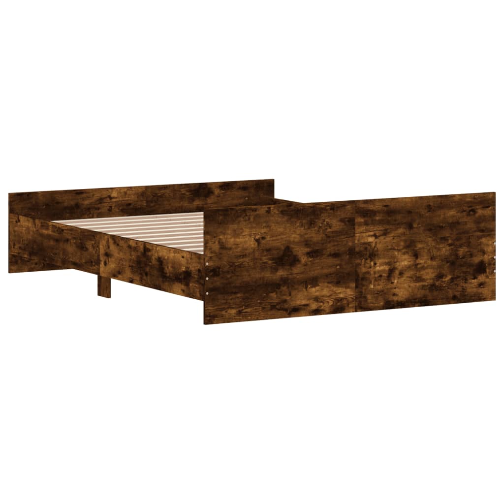 Bedframe Met Hoofd- En Voeteneinde 140 x 200 cm Gerookt eiken