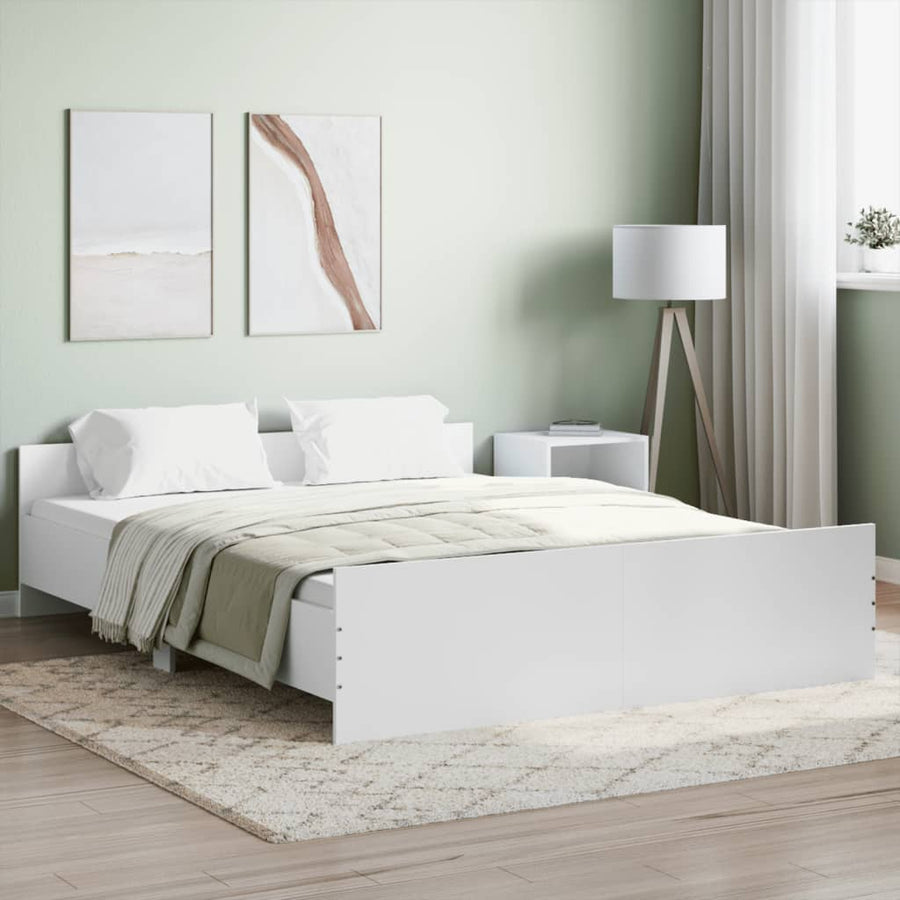 Bedframe Met Hoofd- En Voeteneinde 150 x 200 cm Wit