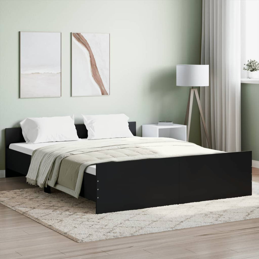 Bedframe Met Hoofd- En Voeteneinde 150 x 200 cm Zwart