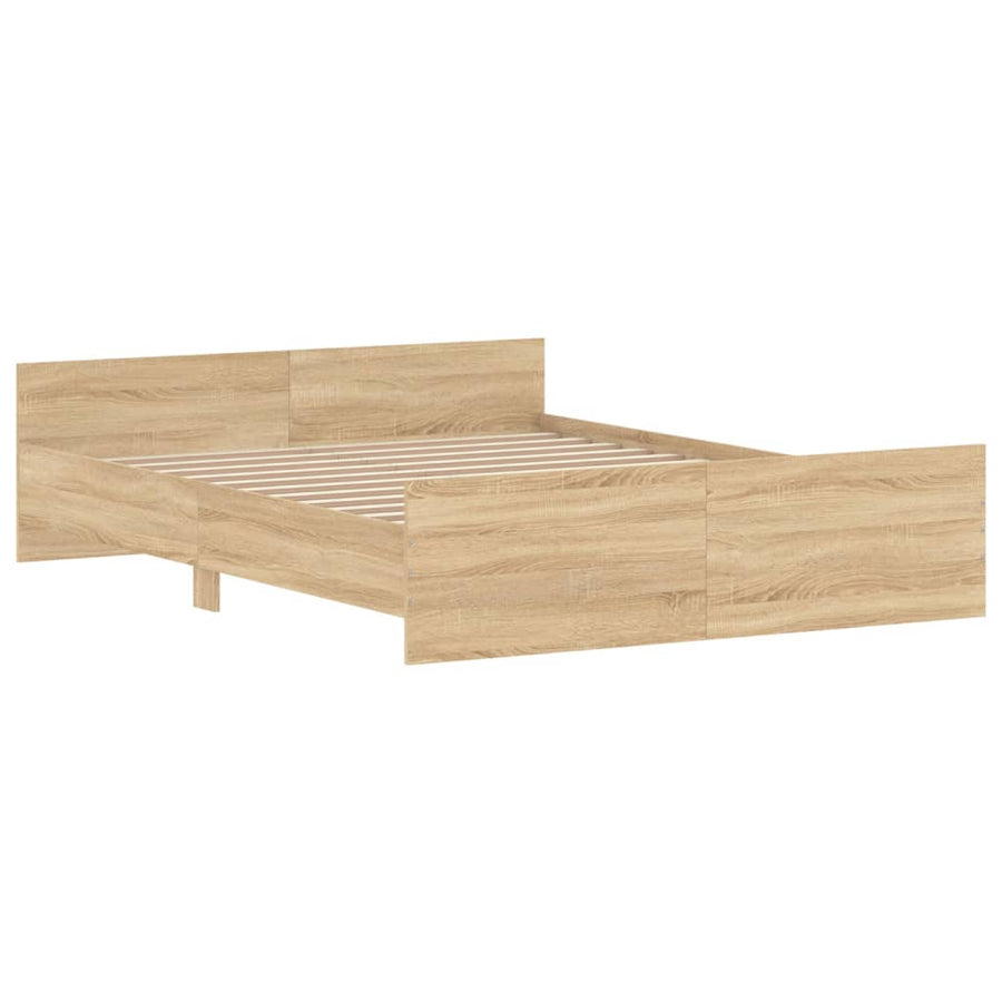 Bedframe Met Hoofd- En Voeteneinde Kleur 150 x 200 cm Sonoma eiken