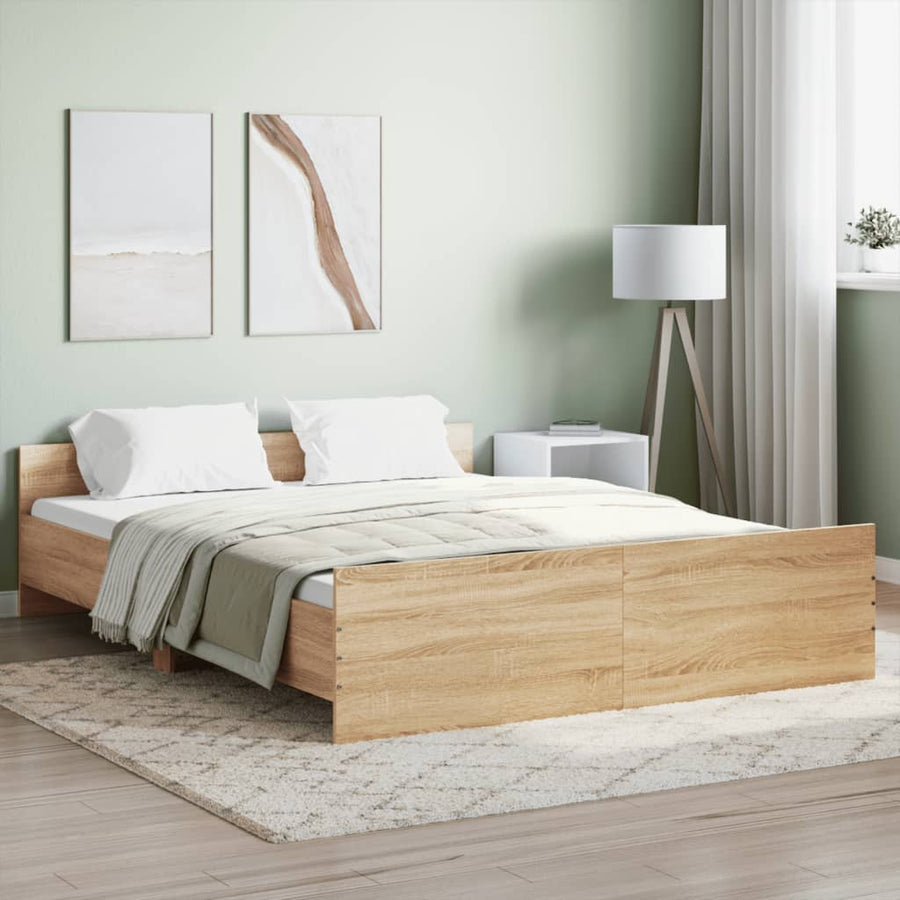 Bedframe Met Hoofd- En Voeteneinde Kleur 150 x 200 cm Sonoma eiken