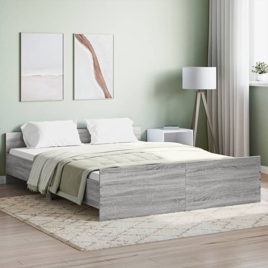 Bedframe Met Hoofd- En Voeteneinde 150 x 200 cm Grijs sonoma