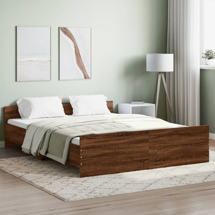 Bedframe Hoofd- En Voeteneinde Ig 150 x 200 cm bruin eikenkleur
