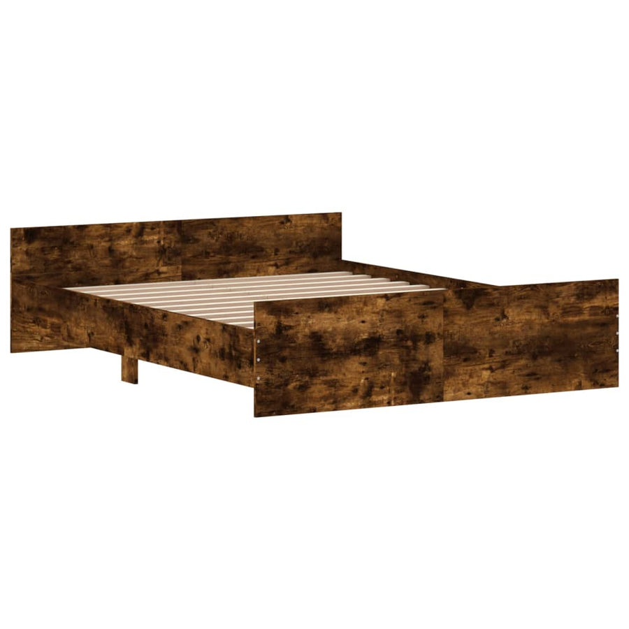 Bedframe Met Hoofd- En Voeteneinde 160 x 200 cm Gerookt eiken