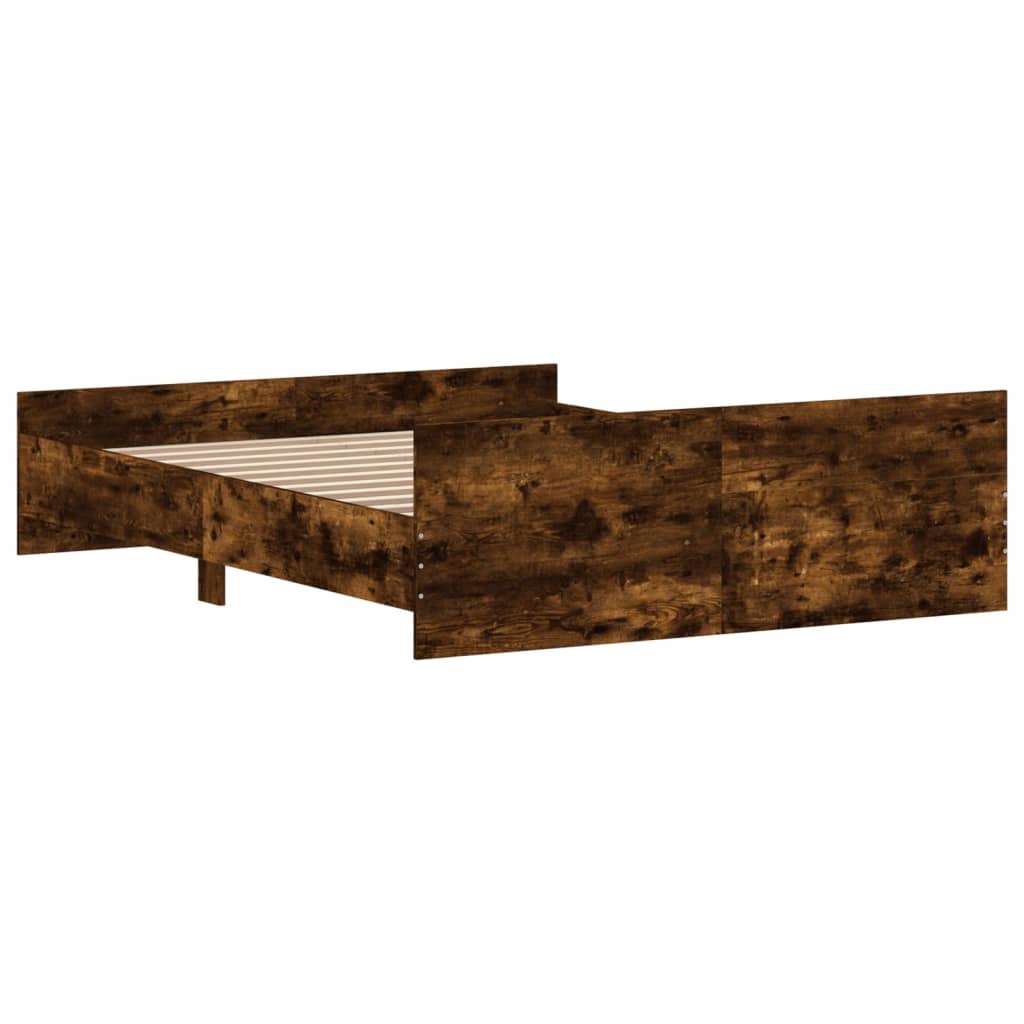 Bedframe Met Hoofd- En Voeteneinde 160 x 200 cm Gerookt eiken