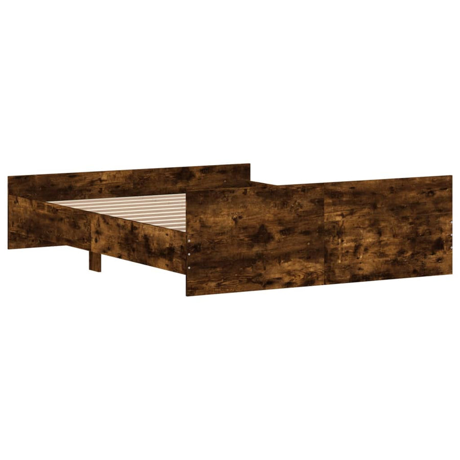 Bedframe Met Hoofd- En Voeteneinde 160 x 200 cm Gerookt eiken
