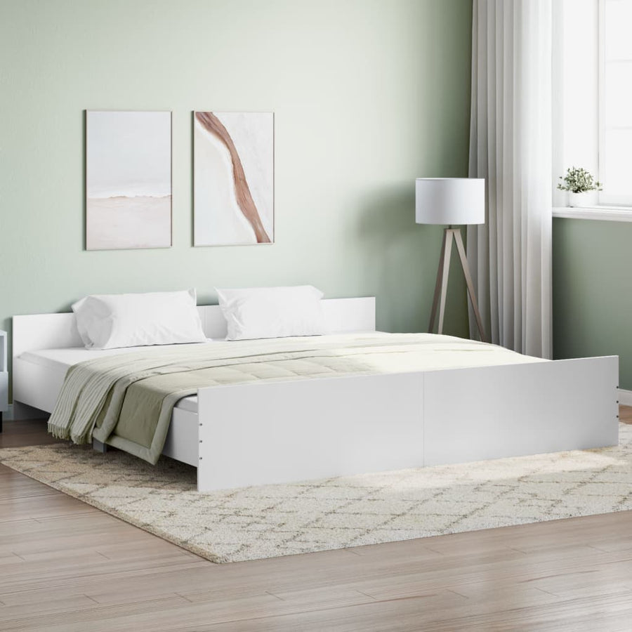 Bedframe Met Hoofd- En Voeteneinde 180 x 200 cm Wit