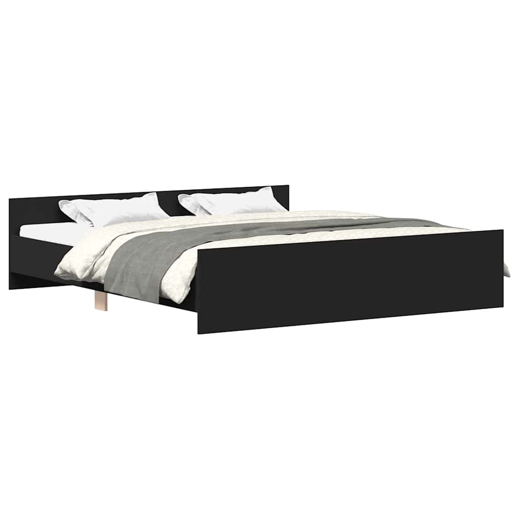 Bedframe met hoofd- en voeteneinde zwart 180x200 cm