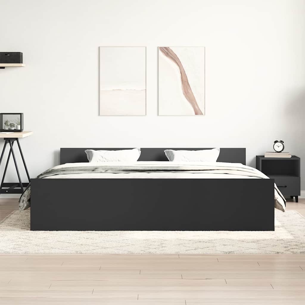 Bedframe met hoofd- en voeteneinde zwart 180x200 cm