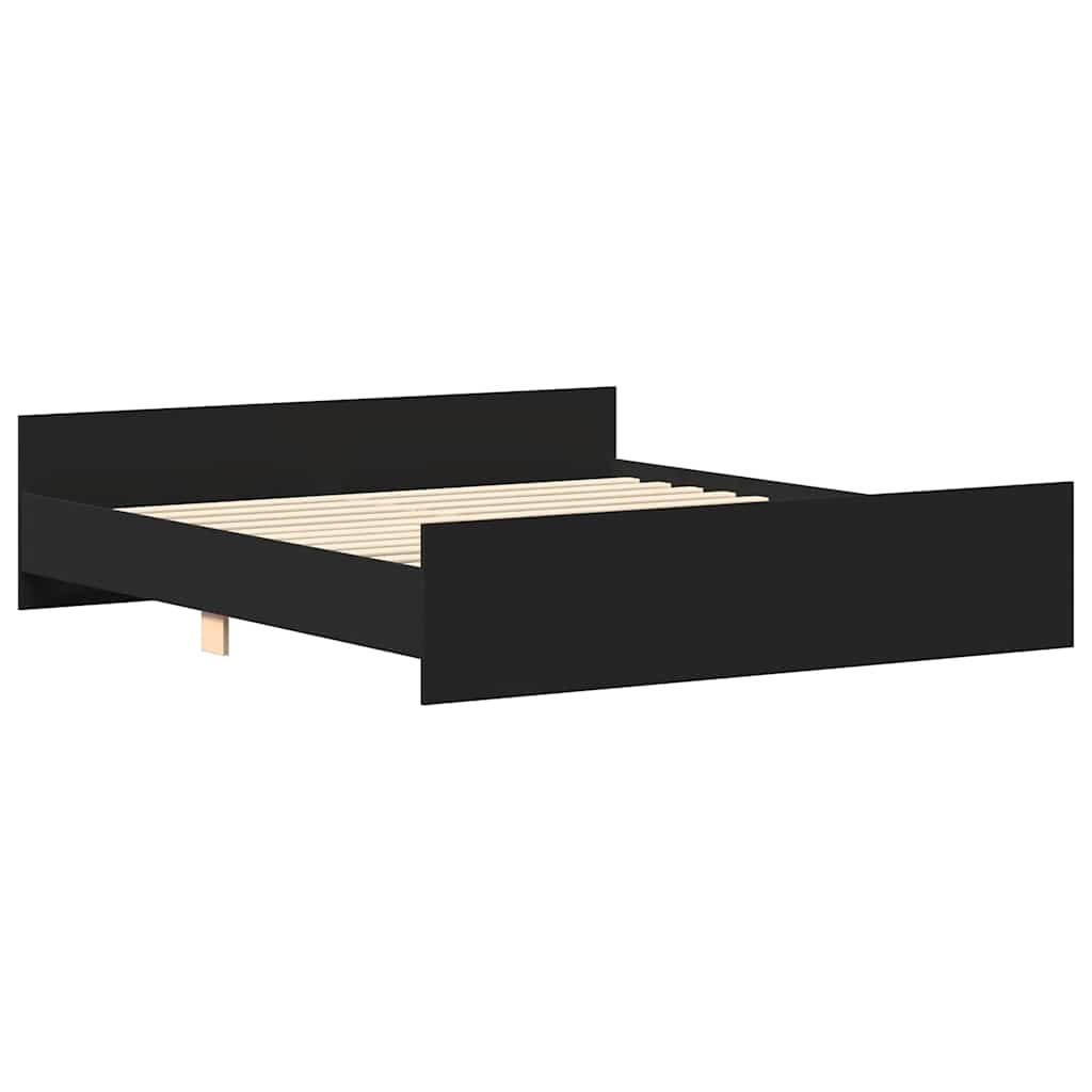 Bedframe met hoofd- en voeteneinde zwart 180x200 cm