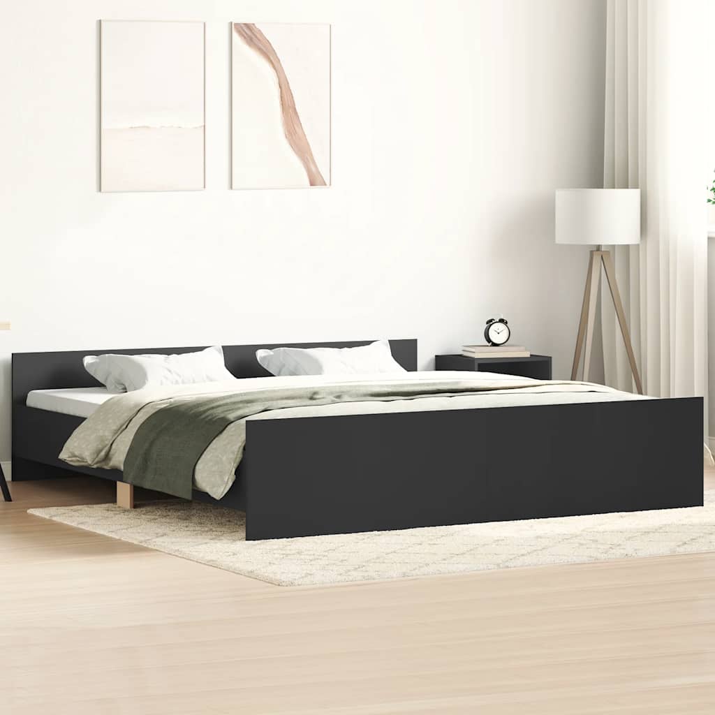Bedframe met hoofd- en voeteneinde zwart 180x200 cm