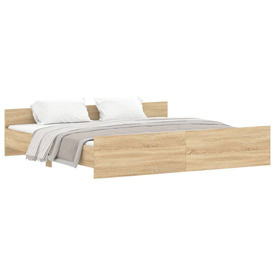 Bedframe Met Hoofd- En Voeteneinde Kleur 180 x 200 cm Sonoma eiken