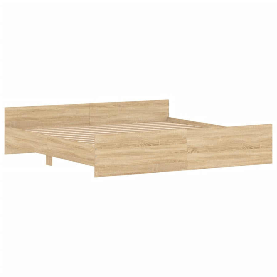 Bedframe Met Hoofd- En Voeteneinde Kleur 180 x 200 cm Sonoma eiken