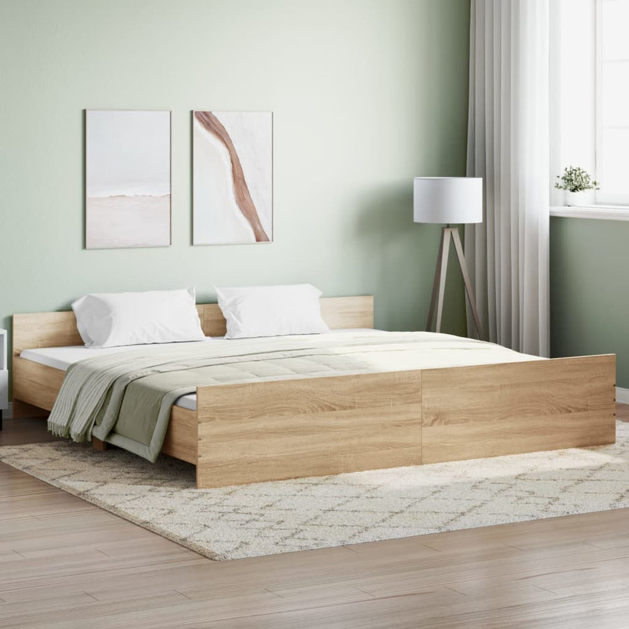 Bedframe Met Hoofd- En Voeteneinde Kleur 180 x 200 cm Sonoma eiken
