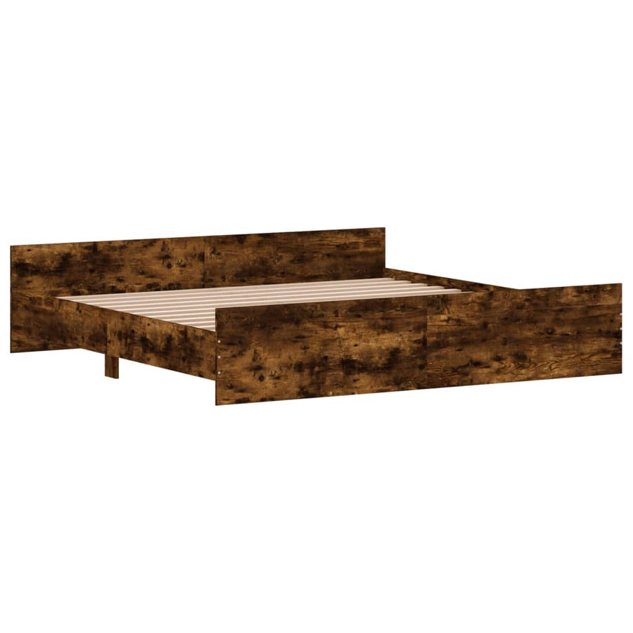 Bedframe Met Hoofd- En Voeteneinde 180 x 200 cm Gerookt eiken