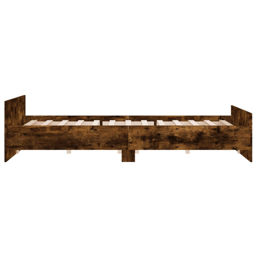 Bedframe Met Hoofd- En Voeteneinde 180 x 200 cm Gerookt eiken