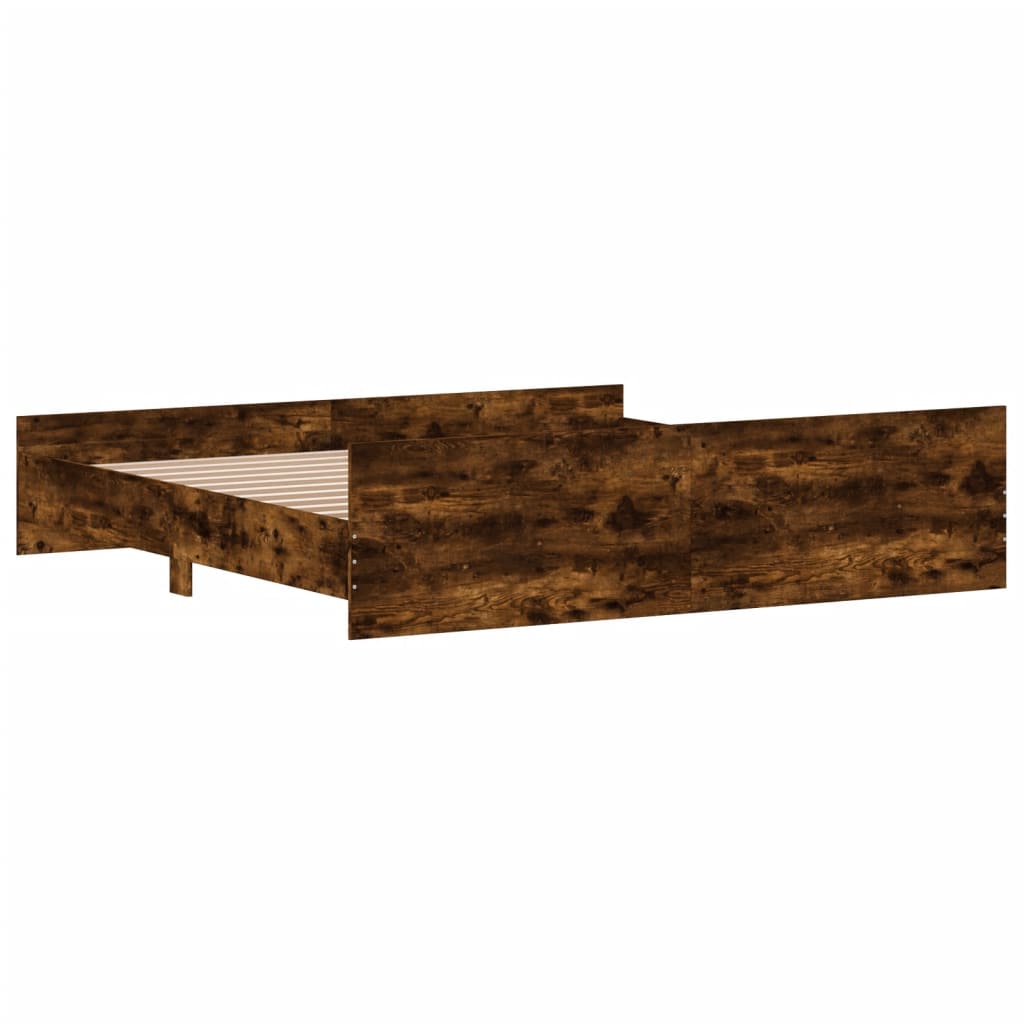 Bedframe Met Hoofd- En Voeteneinde 180 x 200 cm Gerookt eiken