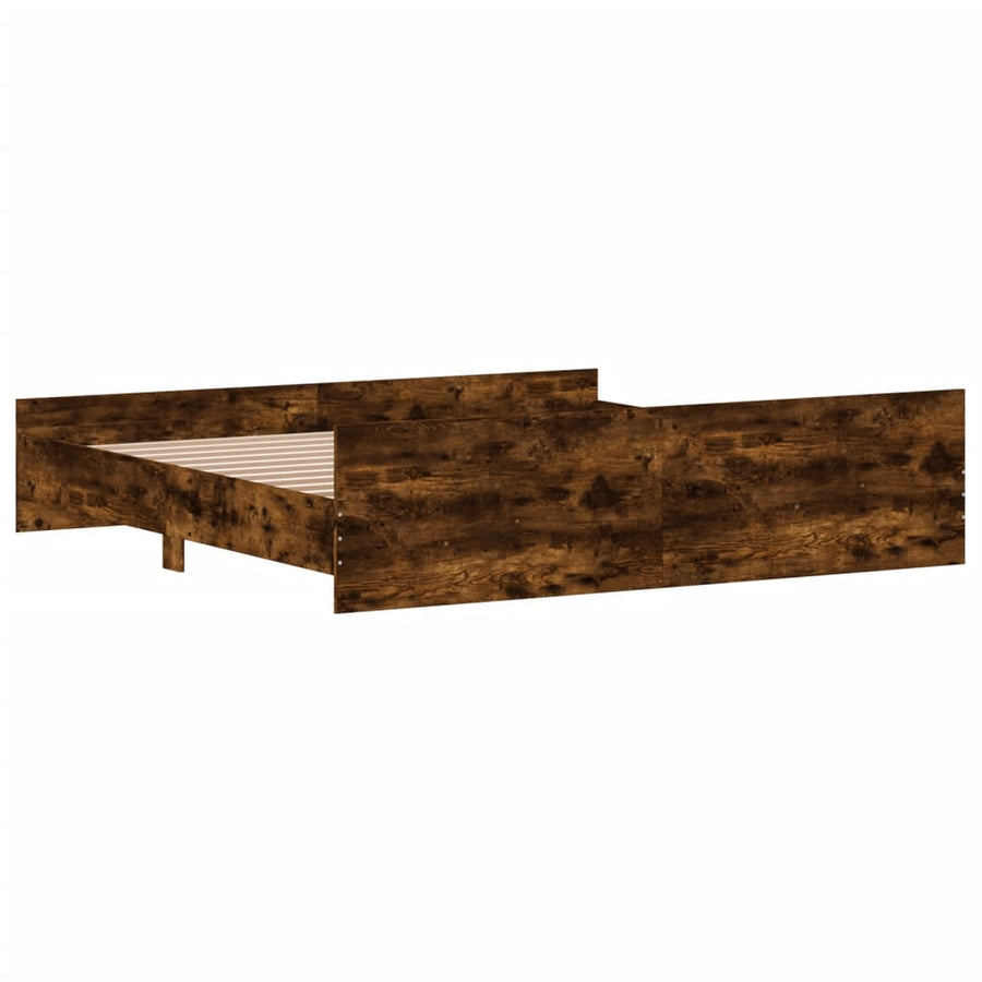 Bedframe Met Hoofd- En Voeteneinde 180 x 200 cm Gerookt eiken