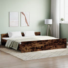 Smoked oak bed frame with headboard and footboard 180x200 cm