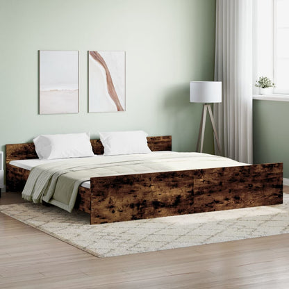 Bedframe Met Hoofd- En Voeteneinde 180 x 200 cm Gerookt eiken