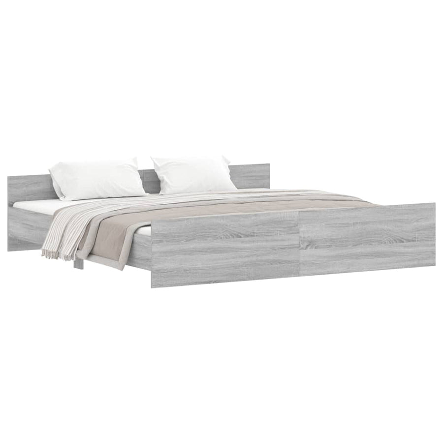 Bedframe Met Hoofd- En Voeteneinde 180 x 200 cm Grijs sonoma