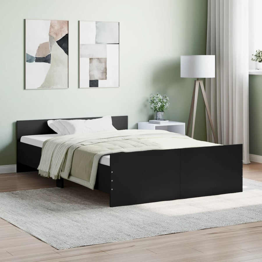 Bedframe Met Hoofd- En Voeteneinde 120 x 190 cm Zwart